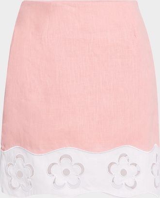 Staud Margaux Linen Mini Skirt