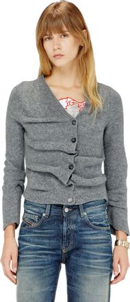 Diesel Cropped cardigan in wrinkled boiled knit - Knitwear - Woman - Grey