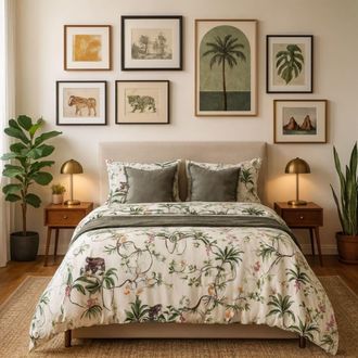 Alo Home Funda n&oacute;rdica 3 piezas algod&oacute;n 100% tropical monos - cama 150 cm