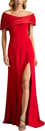 Tadashi Shoji Dalton Contrast Off-Shoulder Gown