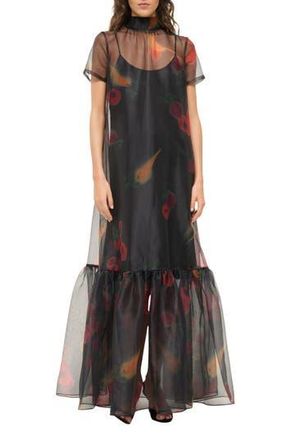 Staud Calluna Floral Sheer Maxi Dress in Farmers Market Black at Nordstrom Rack, Size X-Small