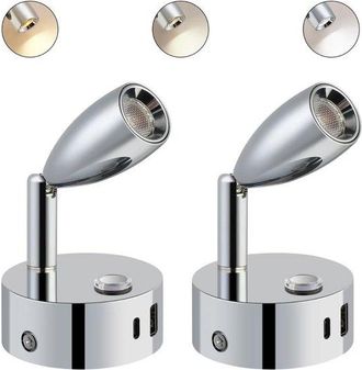 OEM L&aacute;mparas De Cabecera Para Mesita De Noche - Luces De Lectura Dobles - L&aacute;mpara De Cama Para Dormitorio De Adulto - Plateada