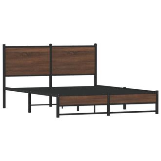 Berkfield Home Metal Bed Frame without Mattress Brown Oak 140x200 cm