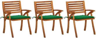 vidaXL Sillas De Comedor Jard&iacute;n Con Cojines 3 Uds Madera Maciza Acacia Vidaxl