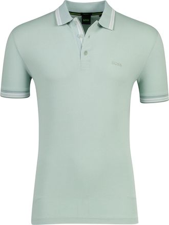HUGO BOSS Polo Boss Green Paddy poloshirt groen met witte kraag