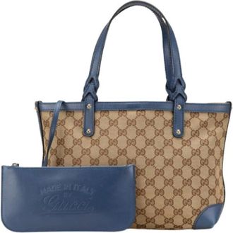 Gucci Pre-owned Tote Bags, female, Beige, Size: ONE SIZE Pre-owned Canvas Tote Bag