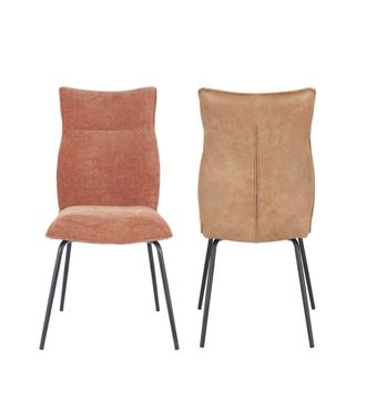 Home Heavenly Pack de 2 sillas con trasera s&iacute;mili napa color teja 95 x 65 x 45 cm