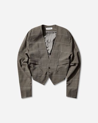 Kiko Kostadinov Men s Andras Tailored Jacket Taupe Check