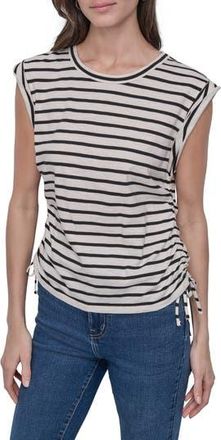 DKNY Ruched Knit Top in Ivory/Blac at Nordstrom Rack, Size Xx-Small