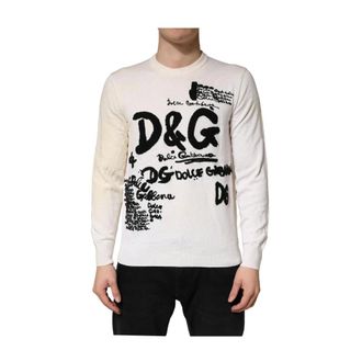 Dolce & Gabbana Sweatshirts, male, Multicolor, Size: L Virgin Wool Graphic Logo Crewneck Sweater