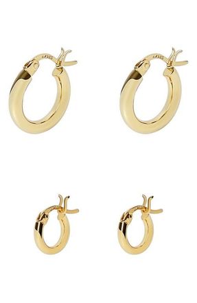 Argento Vivo Set of 2 Hoop Earrings in Gold at Nordstrom