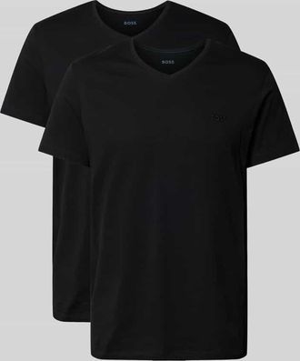 HUGO BOSS T-Shirt mit V-Ausschnitt im 2er-Pack Modell ComfortS in Black, Größe XL