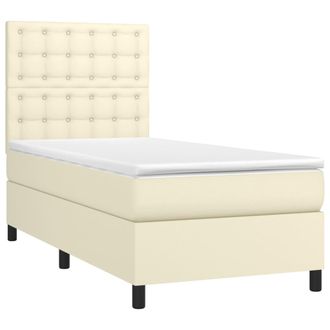 vidaXL Cama Box Spring Y Colch&oacute;n Led Cuero Sint&eacute;tico Crema 90x190 Cm Vidaxl