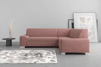 Domo Collection Ecksofa »Anzio in kubischer Formensprache, flache Armlehnen, L-Form« Wahlweise mit Bettfunktion und Federkern für hohen Sitzkomfort