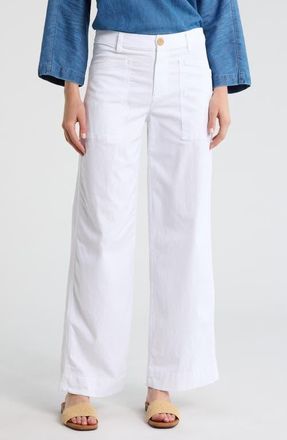 Frank & Eileen Limerick Mid Rise Wrap Pocket Pants in White at Nordstrom, Size 12