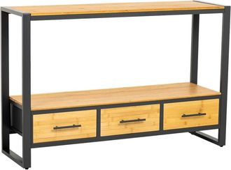 Wanderlust Deco Recibidor de metal y madera 3 cajones 120x35x79,5h cm - Marrón