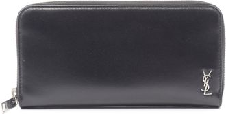 Saint Laurent Black Leather Long Wallet (Bi-Fold) (Pre-Owned)