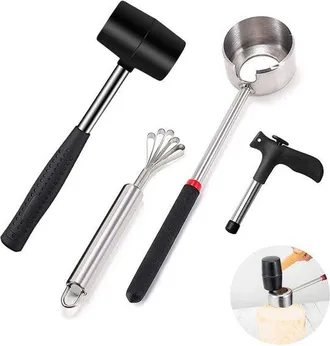 OEM Juego De Herramientas Para Abrir Cocos, Abre F&aacute;cilmente Cocos Frescos Y Maduros, Martillo, Rallador Y Punz&oacute;n, Ideal Para La Cocina, Plateado