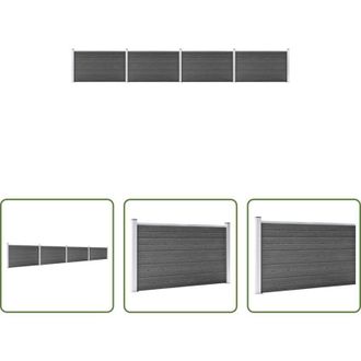 vidaXL Pannelli di recinzione - Set Pannelli di Recinzione in WPC 699x105 cm Nero