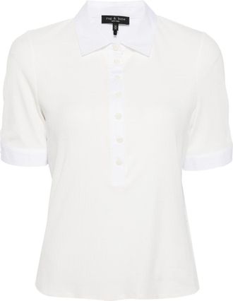 Rag & Bone ribbed cotton-modal blend polo shirt - women - Modal/Spandex/Elastane/Cotton - L - White