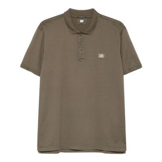C.P. Company Polo Shirts, male, Green, Size: XL Logo Patch Polo