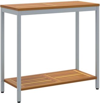 vidaXL Mesa De Exterior Con Estante Natural Y Gris 80 X 35 X 75 Cm Vidaxl