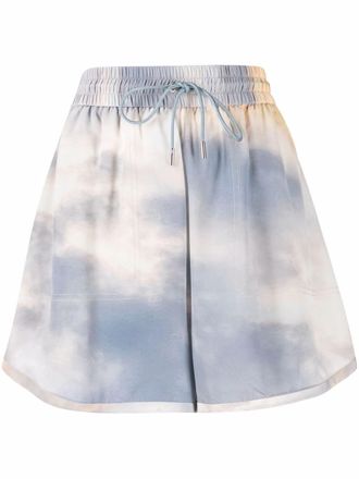 Alexander McQueen Shorts met tie-dye print - Blauw