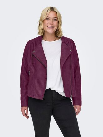 Only Carmakoma Lederimitatjacke ONLY CARMAKOMA CARAVANA FAUX LEATHER BIKER OTW, Damen, Gr. 48, lila (mauve wine), Web, Obermaterial: 85% Polyester, 15% Baumwolle, un