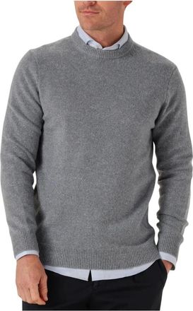 Profuomo Truien & Vesten, Heren, Grijs, M, Wol, Blauwe Wolblend Crew Neck Pullover Trui