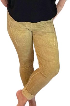 Made in Italy Italian Magic Pants In Mustard Mineral Washed