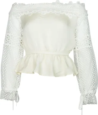 Self Portrait Self Portrait Off the Shoulder Top in White Polyester