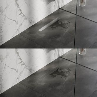 Marcel Breuer Douchegoot - 60x7x6.7cm - ondiepe vloerflens - zijuitloop - tegelinlegrooster omkeerbaar - RVS