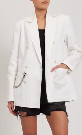 Rebecca Minkoff Brooklyn Chain Double Breasted Blazer in Bright White at Nordstrom Rack, Size 12