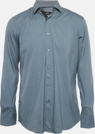 HUGO BOSS Boss By Hugo Boss Grey Cotton Blend Slim Fit Jonty Shirt