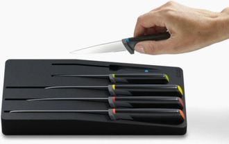 Joseph Joseph Juego De Cuchillos Multicolores Joseph Joseph Elevate Store De 5 Piezas Con Bandeja De Almacenamiento En Caj&oacute;n, Cuchillos Ergon&oacute;micos De Acero Inoxida