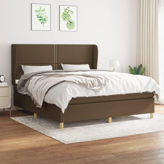 vidaXL Vidaxl - Cama Box Spring Con Colch&oacute;n Tela Marr&oacute;n Oscuro 180x200 Cm