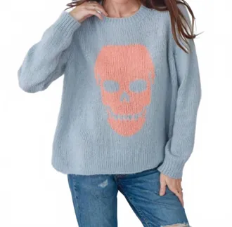 Wooden Ships Skull Crew Sweater In Grey/carrot