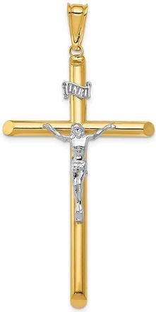 Diamond2Deal 14k Two-tone Gold Polished Crucifix Pendant