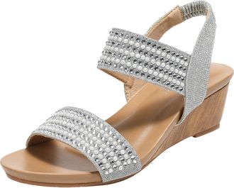 Generic Elegant Roman Sandals for Women with Comfortable Heel Design and Secure Ankle Strap for Casual Summer Footwear (Silver, 4.5)