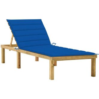vidaXL Tumbona Con Coj&iacute;n Azul Royal Madera De Pino Impregnada Vidaxl