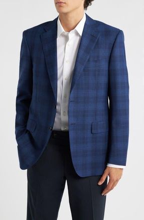 Canali Siena Regular Fit Blue Plaid Wool Sport Coat in Dark Blue at Nordstrom, Size 40 Us