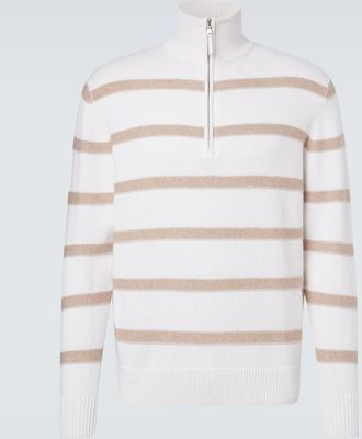 Allude Striped cotton and cashmere sweater