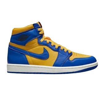 Nike Unisex Volwassen Air Jordan 1 Leren Hoge Sneakers (Geel/Blauw)