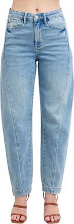 Judy Blue High Waist Side Panel Barrel Leg Jeans In Light Denim