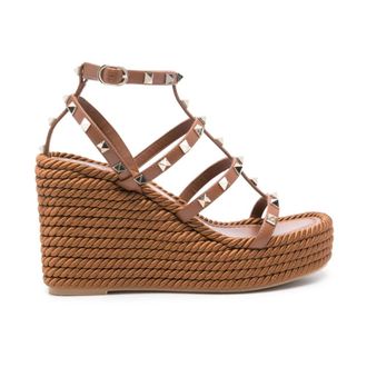Valentino Garavani Schoenen, Dames, Bruin, 40 EU, Wedge Espadrilles