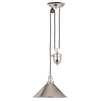 Loops 1 Bulb Ceiling Pendant Light Fitting Highly Polished Nickel LED E27 100W in Metallics