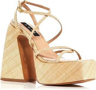 Aqua Womens Chanc Strappy Platform High Heel Sandals In Tan