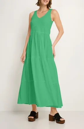 Lascana Womens Smocked V-Neck Maxi Dress in Green at Nordstrom, Size 10