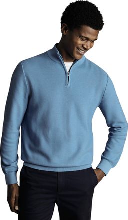 CHARLES TYRWHITT Cotton Zip Neck Sweater