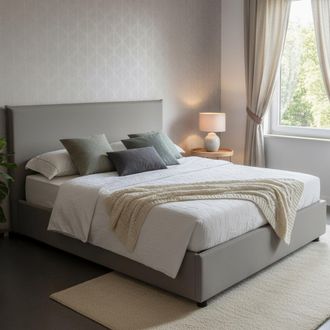 Talamo Italia Talamo Italia - Cama Matrimonial Azue, Cama Contenedor Con Revestimiento De Tela, 100% Made In Italy, Apertura Frontal, Adecuado Para Colch&oacute;n Cm 140x1